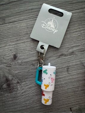 Disney Party Popper Keychain - White Multi-Color Balloon Print